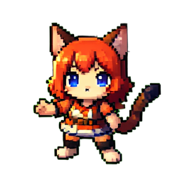 Cat Girl Adventurer - 256x256 pixel art sprite
