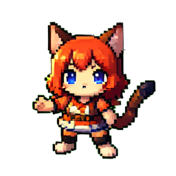Cat Girl Adventurer — 256×256 pixel art sprite