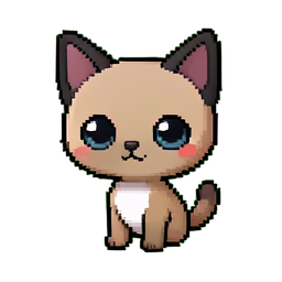샴 고양이 — 256×256 픽셀 아트 스프라이트