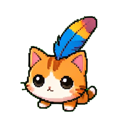 猫のおもちゃの羽根 — 256×256 ピクセルアートスプライト
