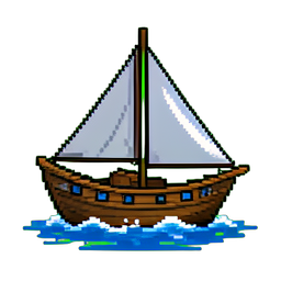 Katamaran Doppelrumpf — 256×256 Pixel-Art-Sprite