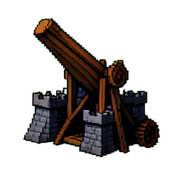 Katapult-Holzschlinge — 256×256 Pixel-Art-Sprite