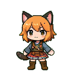Catgirl Adventurer — 256×256 pixel art sprite