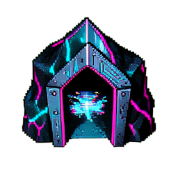Cave Entrance (Cyberpunk) - 256x256 pixel art sprite