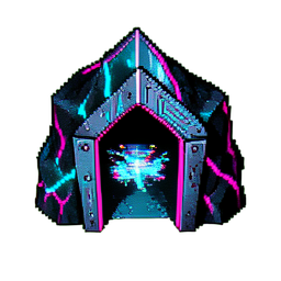 Entrada de la Cueva (Cyberpunk) — sprite pixel art 256×256