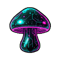 Champignon de Grotte (Cyberpunk) — sprite pixel art 256×256