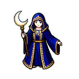 Sacerdotisa Celestial (16-Bit) — sprite pixel art 256×256