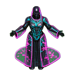 Celestial Priestess (Cyberpunk) - 256x256 pixel art sprite