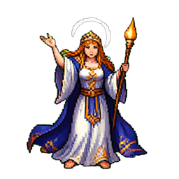 Sacerdotisa Celestial — sprite pixel art 256×256