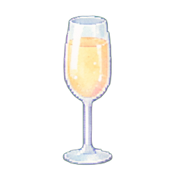 Taza de champán brindis — sprite pixel art 256×256