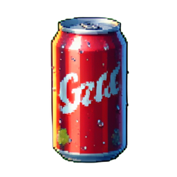 Lata de refrigerante de cereja — sprite pixel art 256×256