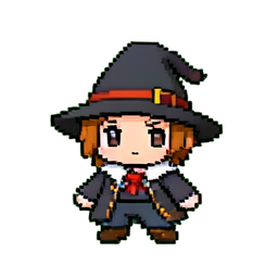 Chibi Wizard — 256×256 pixel art sprite