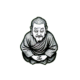 Chinese Monk (1-Bit) - 256x256 pixel art sprite