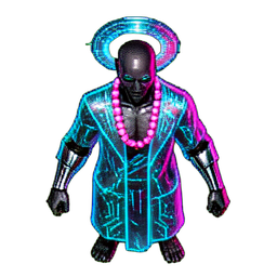 Chinese Monk (Cyberpunk) - 256x256 pixel art sprite