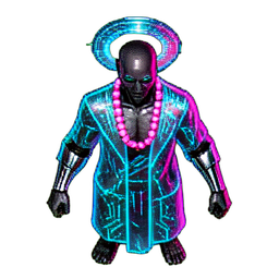 Chinese Monk (Cyberpunk) — sprite pixel art 256×256