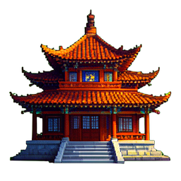 Chinese Temple - 256x256 pixel art sprite