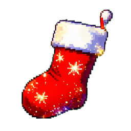 Calcetín navideño rojo — sprite pixel art 256×256