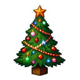 Árbol de Navidad Decorado — sprite pixel art 256×256