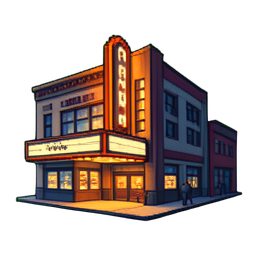 Kino-Theater — 256×256 Pixel-Art-Sprite
