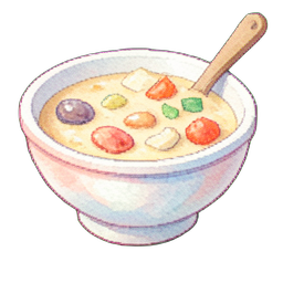 クラムチャウダーボウル — 256×256 ピクセルアートスプライト