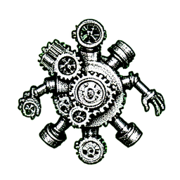 Clockwork Engineer (1-Bit) - 256x256 pixel art sprite