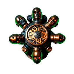 Clockwork Ingenieur (Cinematisch) — 256×256 Pixel-Art-Sprite