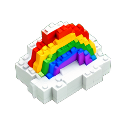Cloud Rainbow (Voxel) - 256x256 pixel art sprite