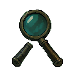 Lupa de pistas — sprite pixel art 256×256