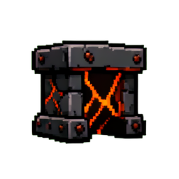 Boîte de charbon avec fer — sprite pixel art 256×256