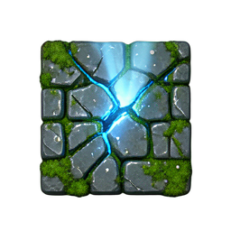 Cobblestone Cracked (HD-2D) - 256x256 pixel art sprite