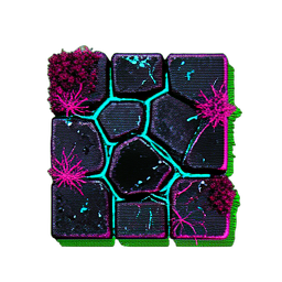 苔むした石畳 (サイバーパンク) — 256×256 ピクセルアートスプライト