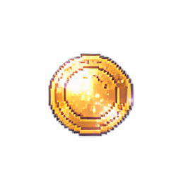 Lueur des pièces collectées — sprite pixel art 256×256