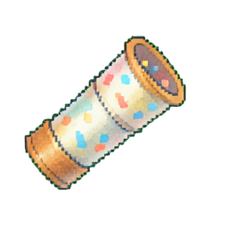 Canon de confettis — sprite pixel art 256×256