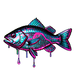 熟魚 (サイバーパンク) — 256×256 ピクセルアートスプライト