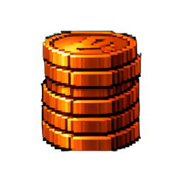Pile de pièces de cuivre — sprite pixel art 256×256