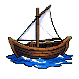 Coracle Rundboot (Filmisch) — 256×256 Pixel-Art-Sprite