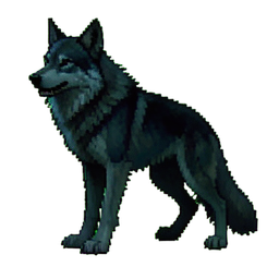 Corrupted Dire Wolf Mount (Cinemático) — sprite pixel art 256×256