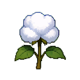 綿花植物 — 256×256 ピクセルアートスプライト
