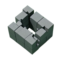 Crack Wall (Voxel) - 256x256 pixel art sprite