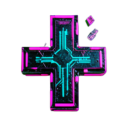 Kreuzgrab (Cyberpunk) — 256×256 Pixel-Art-Sprite
