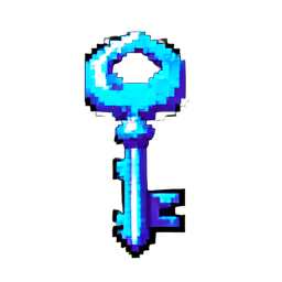 Crystal Key (16-Bit) - 256x256 pixel art sprite