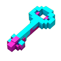 Crystal Key (Voxel) - 256x256 pixel art sprite