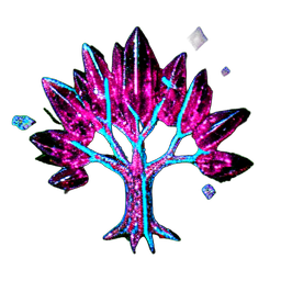 Crystal Tree (Cyberpunk) — 256×256 pixel art sprite