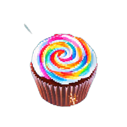 カップケーキの渦巻き — 256×256 ピクセルアートスプライト