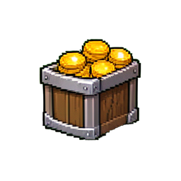 Baú de moedas — sprite pixel art 256×256