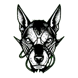 Cyber Hound (1-Bit) - 256x256 pixel art sprite