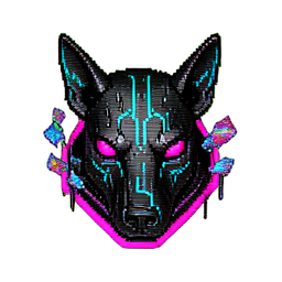 Cão Cibernético (Cyberpunk) — sprite pixel art 256×256