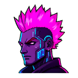 Cyberpunk-Mohawk-Magenta — 256×256 Pixel-Art-Sprite