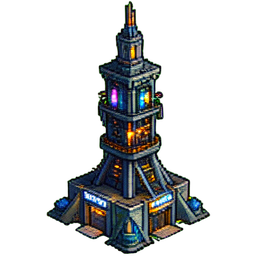 Cyber Tower - 256x256 pixel art sprite