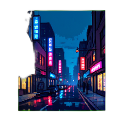 Cyberpunk Street — 256×256 pixel art sprite
